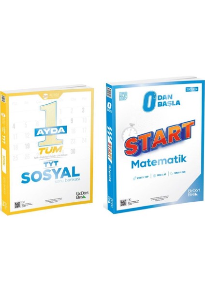 1 Ayda Tüm Tyt Sosyal Soru Bankası ve ÜçDörtBeş Yayınları 0 Dan Başla Start Matematik