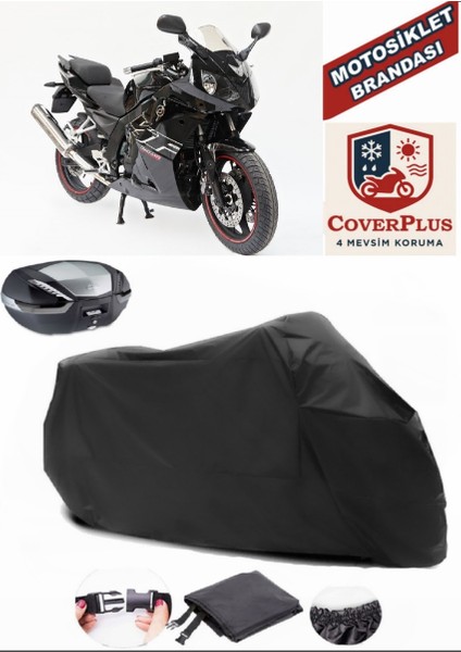 Daelim Roadwin 250 Motor Brandası Siyah Arka Çanta Uyumlu Motorsiket Brandası Motor Örtüsü Çadır Su Geçirmez Motosiklet Kılıfı Motor Brandası