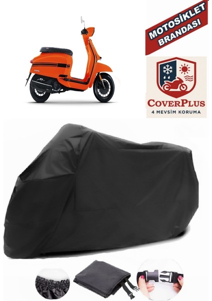 Lambretta V125 Special Motor Brandası Siyah Motorsiket Brandası Motor Örtüsü Çadır Su Geçirmez Motosiklet Kılıfı Motor Brandası