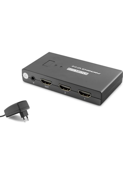 Hadron HDX1373 2 Port + 4- HDMI Kvm Switch USB HDMI Kablolu Siyah