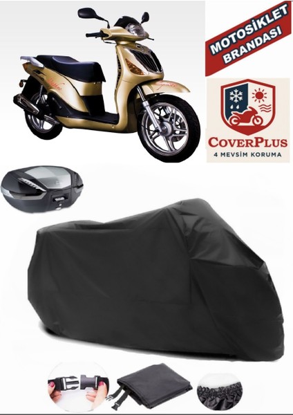 Dorado Sandor 250 Motor Brandası Siyah Arka Çanta Uyumlu Motorsiket Brandası Motor Örtüsü Çadır Su Geçirmez Motosiklet Kılıfı Motor Brandası