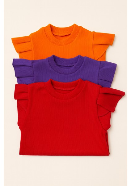 Kız Çocuk Kız Bebek 3lü Uzun Kollu Ribana Badi Seti 3 Lü Badi Seti Fırfır Detaylı %100 Pamuk fiyatları