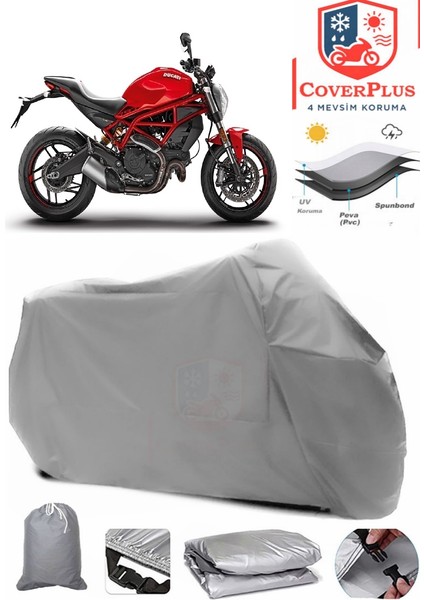 Ducati Monster 797 Plus Motor Brandası Gri Motorsiket Brandası Motor Örtüsü Çadır Su Geçirmez Motosiklet Kılıfı Motor Brandası