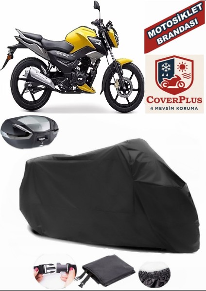 Tvs Raider 125 Motor Brandası Siyah Arka Çanta Uyumlu Motorsiket Brandası Motor Örtüsü Çadır Su Geçirmez Motosiklet Kılıfı Motor Brandası