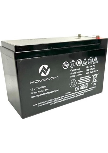 Nova 12V 7A Bakımsız Kuru Akü 2kg Ups Uyumlu