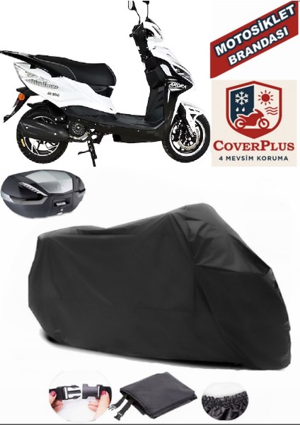 Arora Verano Ar 50-9 Motor Brandası Siyah Arka Çanta Uyumlu Motorsiket Brandası Motor Örtüsü Çadır Su Geçirmez Motosiklet Kılıfı Motor Brandası