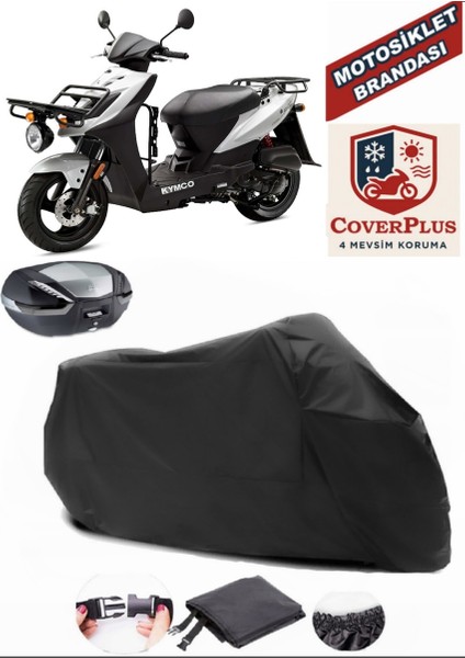 Kymco Agility Carry 50I 4t Motor Brandası Siyah Arka Çanta Uyumlu Motorsiket Brandası Motor Örtüsü Çadır Su Geçirmez Motosiklet Kılıfı Motor Brandası
