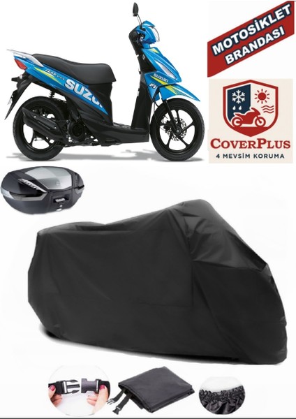 Suzuki Address 110 Motor Brandası Siyah Arka Çanta Uyumlu Motorsiket Brandası Motor Örtüsü Çadır Su Geçirmez Motosiklet Kılıfı Motor Brandası
