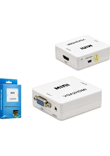 Hadron HDX1283 Hd Vıdeo Convertor VGA (In) To HDMI (Out) Beyaz