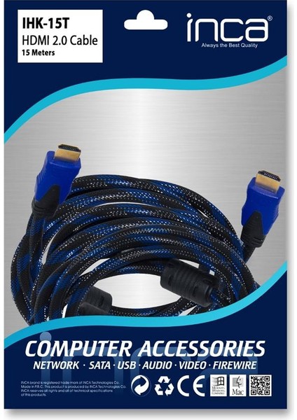 Inca IHK-15T 2.0 15MT Hdmı Kablo 18 Gbps 4k& 2k & Full Hd