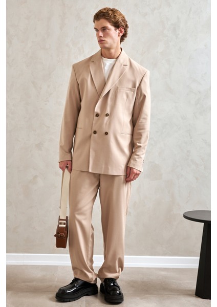 Erkek Oversize Rahat Kalıp Kruvaze Takım Elbise