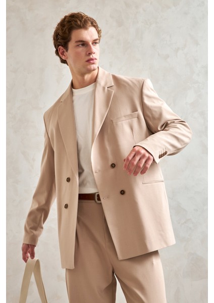 Erkek Oversize Rahat Kalıp Kruvaze Takım Elbise fırsatları