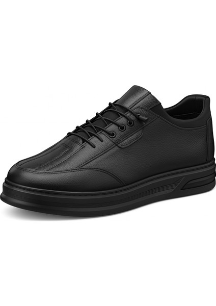 GR0407 Hakiki Deri Akıllı Bağcık Bilekten Streçli Yüksek Taban Ortopedik Siyah Erkek Ayakkabı indirimleri