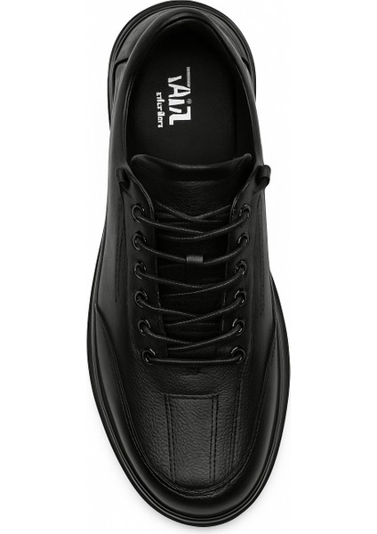 GR0407 Hakiki Deri Akıllı Bağcık Bilekten Streçli Yüksek Taban Ortopedik Siyah Erkek Ayakkabı