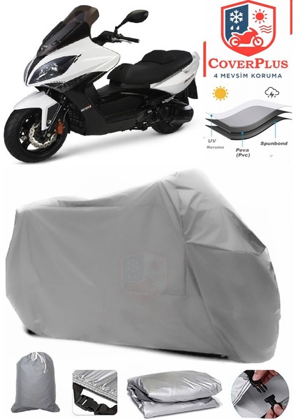 Kymco Xciting 500I R Motor Brandası Gri Motorsiket Brandası Motor Örtüsü Çadır Su Geçirmez Motosiklet Kılıfı Motor Brandası