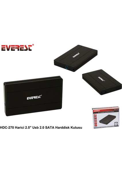 Everest HDC-270 Harici 2.5" USB 2.0 Sata Harddisk Kutusu