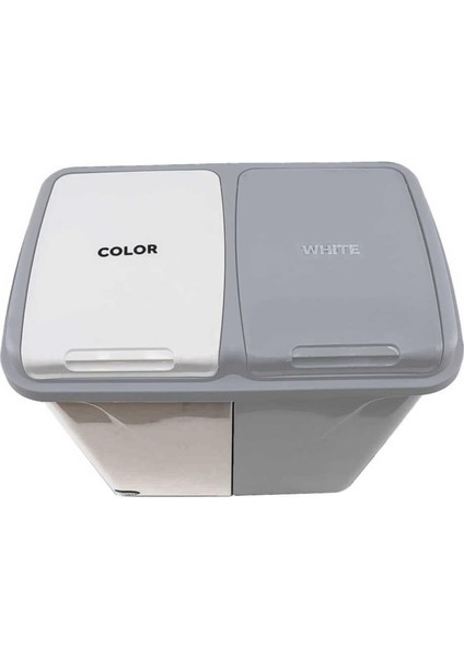 90 Lt Iki Bölmeli Kirli Çamaşır Sepeti Çift Hazneli Büyük Boy Kapaklı Gri-Beyaz fiyatları