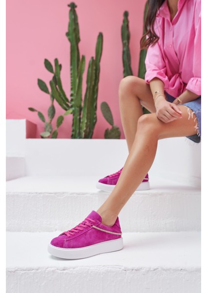 Polinas Kadin Camel Taş Detay Gercek Deri Suet Sneaker fiyatları