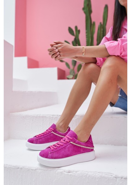 Polinas Kadin Camel Taş Detay Gercek Deri Suet Sneaker fırsatları