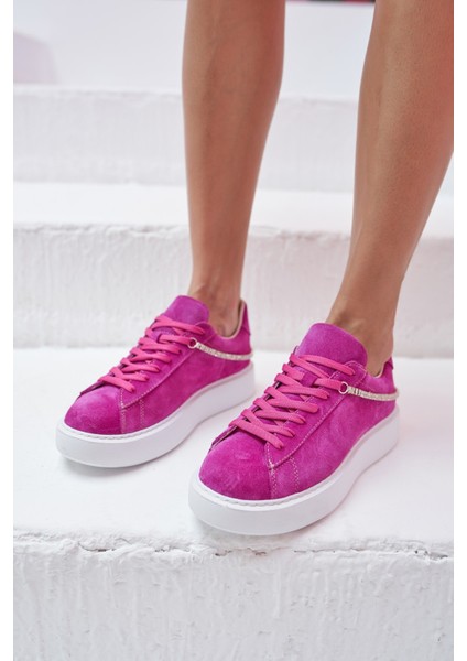 Polinas Kadin Camel Taş Detay Gercek Deri Suet Sneaker