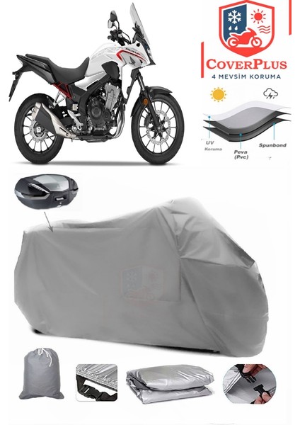 Honda NX500 Motor Brandası Gri Arka Çanta Uyumlu Motorsiket Brandası Motor Örtüsü Çadır Su Geçirmez Motosiklet Kılıfı Motor Brandası