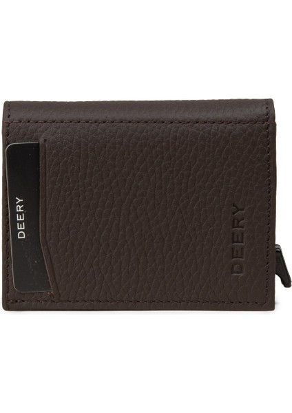 Hakiki Deri Kahverengi Mekanizmalı Dikey Erkek Cüzdanı - 00626MKHVZ02