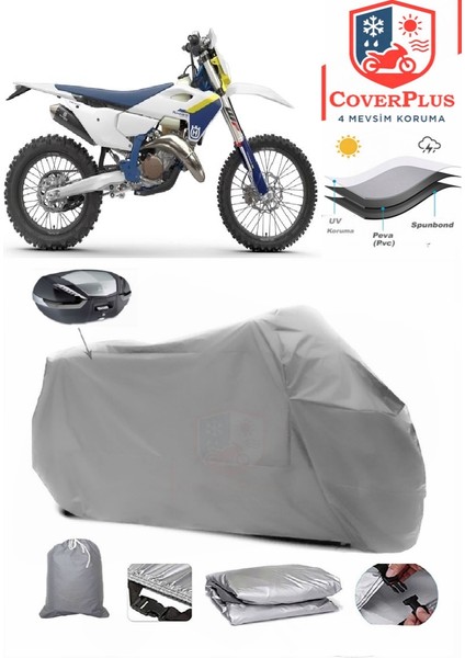 Husqvarna Te 300I Motor Brandası Gri Arka Çanta Uyumlu Motorsiket Brandası Motor Örtüsü Çadır Su Geçirmez Motosiklet Kılıfı Motor Brandası