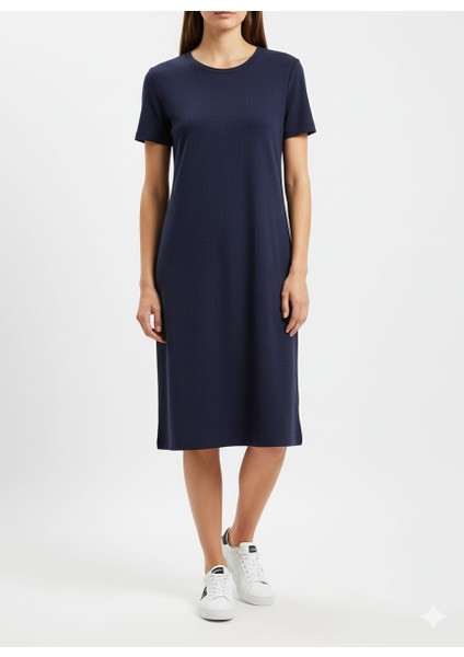 Kısa Kol Pamuklu Midi Boy Elbise