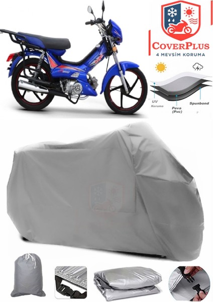 Kuba Runner 50 Motor Brandası Gri Motorsiket Brandası Motor Örtüsü Çadır Su Geçirmez Motosiklet Kılıfı Motor Brandası