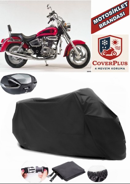 Kanuni Caracal 200 Motor Brandası Siyah Arka Çanta Uyumlu Motorsiket Brandası Motor Örtüsü Çadır Su Geçirmez Motosiklet Kılıfı Motor Brandası