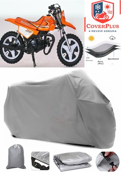 Kanuni Mini 50 Motor Brandası Gri Motorsiket Brandası Motor Örtüsü Çadır Su Geçirmez Motosiklet Kılıfı Motor Brandası