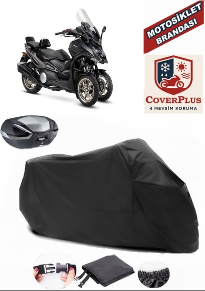 Kymco Cv3 Motor Brandası Siyah Arka Çanta Uyumlu Motorsiket Brandası Motor Örtüsü Çadır Su Geçirmez Motosiklet Kılıfı Motor Brandası