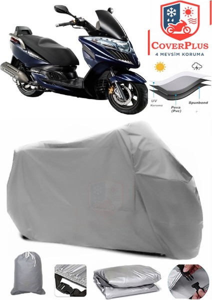 Kymco Dink 200I Motor Brandası Gri Motorsiket Brandası Motor Örtüsü Çadır Su Geçirmez Motosiklet Kılıfı Motor Brandası