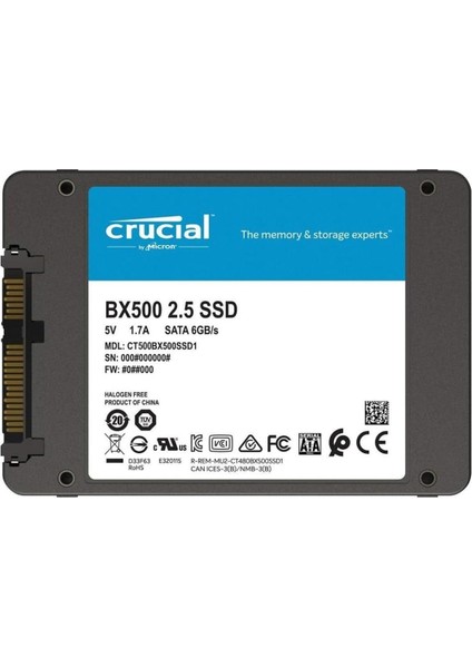 Crucial 500GB BX500 CT500BX500SSD1 2.5" 550-500 Mb-S 3D Nand Sata 3 SSD Disk fiyatları