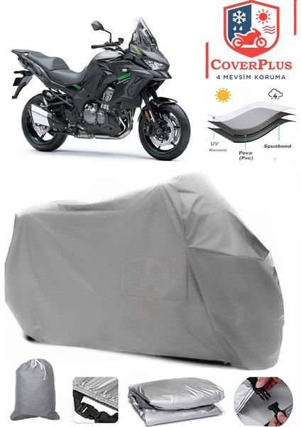 Kawasaki Klz 1000 Versys Motor Brandası Gri Motorsiket Brandası Motor Örtüsü Çadır Su Geçirmez Motosiklet Kılıfı Motor Brandası
