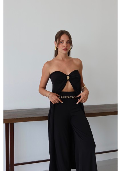 Siyah Bianca Pelerin Pantolon Takım