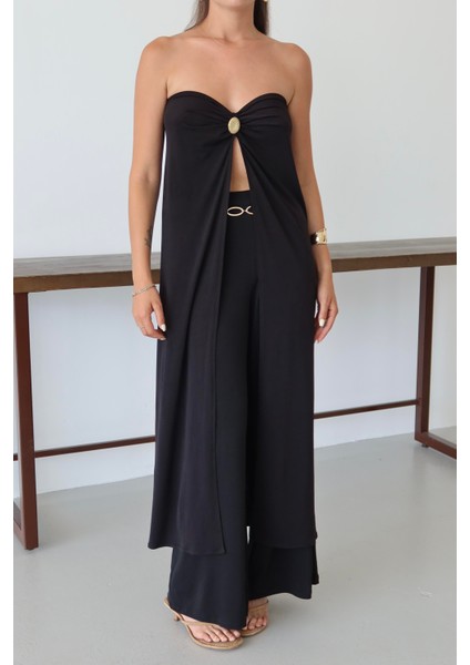 Siyah Bianca Pelerin Pantolon Takım