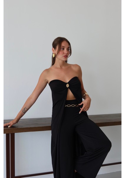 Siyah Bianca Pelerin Pantolon Takım