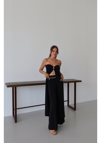 Siyah Bianca Pelerin Pantolon Takım