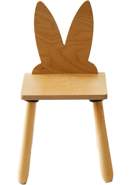 Doğal Ahşap Çocuk Sandalye Tavşan