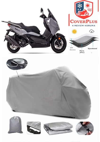 Regal Raptor MAX125 Motor Brandası Gri Arka Çanta Uyumlu Motorsiket Brandası Motor Örtüsü Çadır Su Geçirmez Motosiklet Kılıfı Motor Brandası