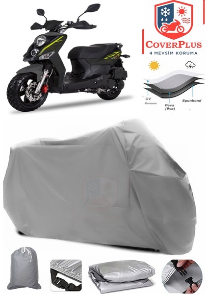 Sym Crox 125 Motor Brandası Gri Motorsiket Brandası Motor Örtüsü Çadır Su Geçirmez Motosiklet Kılıfı Motor Brandası