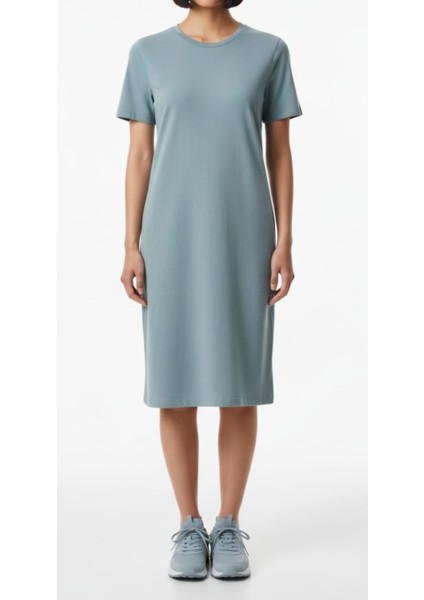 Kısa Kol Pamuklu Midi Boy Elbise