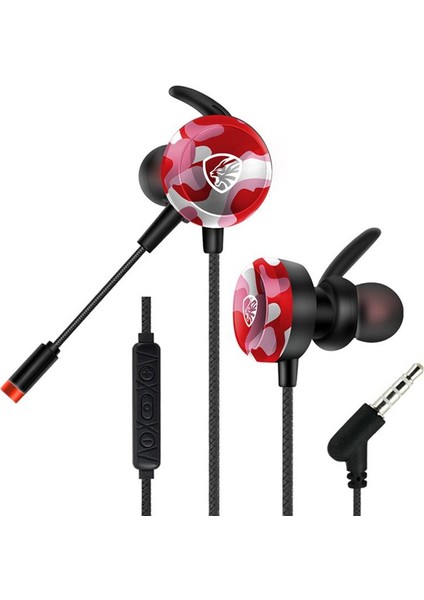 Hytech Hy-Gk4 3,5 Oyuncu Esnek Mikrofonlu Kırmızı Kamuflaj Kulakiçi Kulaklık