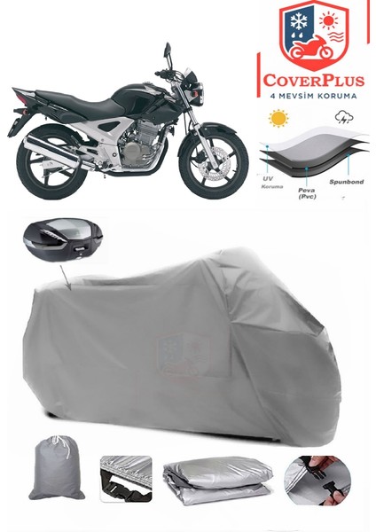 Honda Cbf 250 Motor Brandası Gri Arka Çanta Uyumlu Motorsiket Brandası Motor Örtüsü Çadır Su Geçirmez Motosiklet Kılıfı Motor Brandası