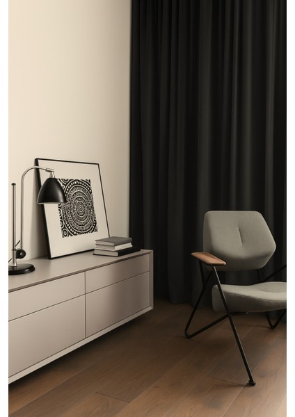 Düz Fon Perde - Koyu Gri - Pilesiz Düz Dikim - LL11