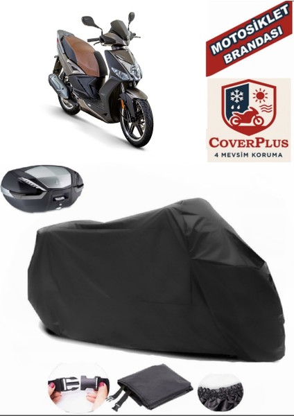 Kymco Agility 16+ 125I Motor Brandası Siyah Arka Çanta Uyumlu Motorsiket Brandası Motor Örtüsü Çadır Su Geçirmez Motosiklet Kılıfı Motor Brandası