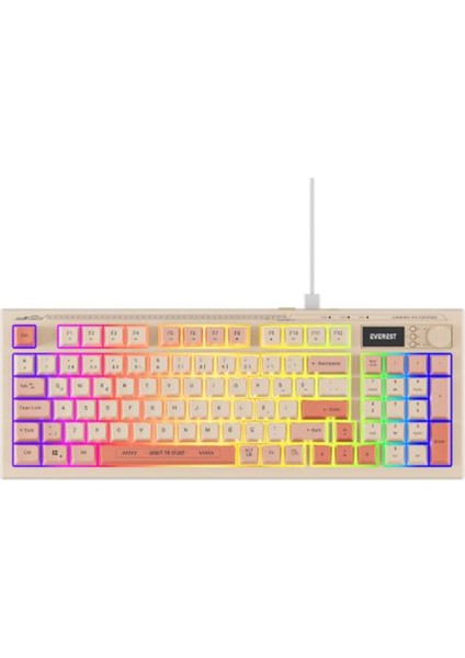 Everest Kb-79 Sılent Pro Bej-Pembe-Turuncu Sessiz Rgb Q Membrane Oyuncu Klavyesi
