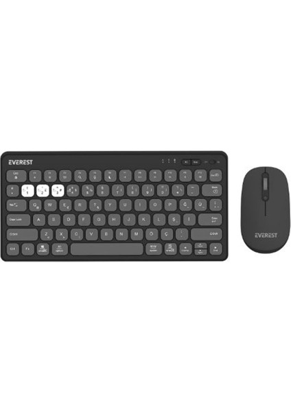 Everest Lumı KM-BT903 Gri 3in1 3 Bt + 2.4 1600DPI Q 4 Cihaz Bağlantılı Kablosuz Klavye + Mouse Set