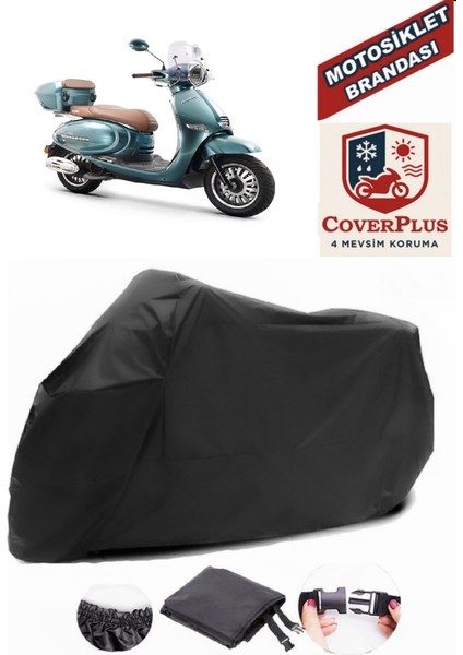 Kuba Brilliant 50 Pro Motor Brandası Siyah Motorsiket Brandası Motor Örtüsü Çadır Su Geçirmez Motosiklet Kılıfı Motor Brandası